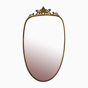 Miroir Mid-Century en Laiton dans le style de Gio Ponti, Italie, 1950s
