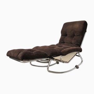 Sedia a dondolo tubolare con struttura in metallo cromato di Lama, anni '70