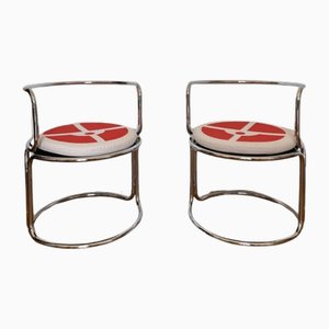 Set of Chromed Steel Armchairs by Gae Aulenti, 1960s