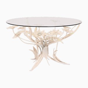 Vintage Holywood Regency Metall Glas Blumentisch von Hans Kogl, 1970er