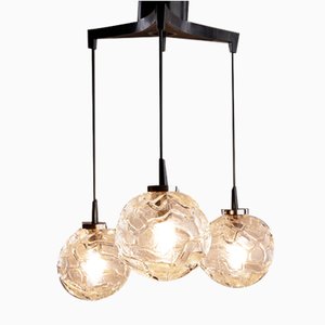 Lampada a sospensione Cascade in vetro strutturato di Richard Essig, anni '70