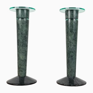Vintage Postmodern Acryl and Stone Candleholders, 1980s, Set of 2