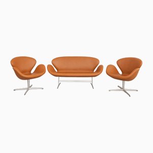 Swan Chair and Sofa Set by Arne Jacobsen, Set of 3