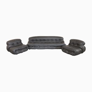 Soriana Chairs and Sofa by Tobia & Afra Scarpa, Set of 3
