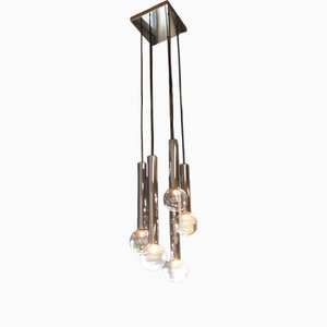 Mid-Century Chrome 6-Light Cascading Lamp by Motoko Ishii for Staff, 1970s