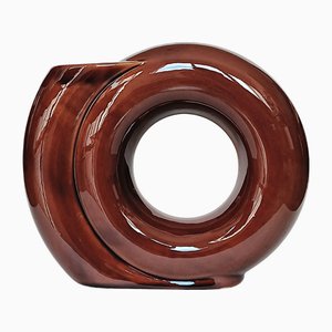 Vintage Parravicini Style Geometric Ceramic Vase, 1970s