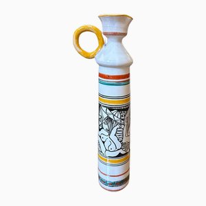 Modernist Hand-Crated and Painted Ceramic Piece Sicilian Jug, 1970s