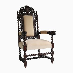 Silla trono renacentista francesa antigua, 1870