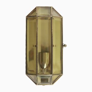 Vintage Brass Glass Wall Light, 1960s