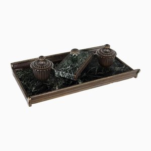 20th Century Inkwell Green Marble Bronze, Italy