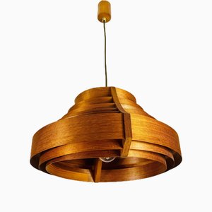 Lámpara colgante Mid-Century de madera atribuida a Hans-Agne Jakobsson, Suecia, años 60 de Hans-Agne Jakobsson Ab Markaryd