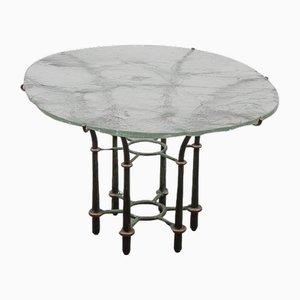 Brutalist Coffee Table with Floating Glass Top by Lothar Klute, 1980s
