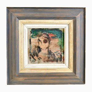 French Artist, Expressive Portrait, 1950s, Painting on Canvas, Framed