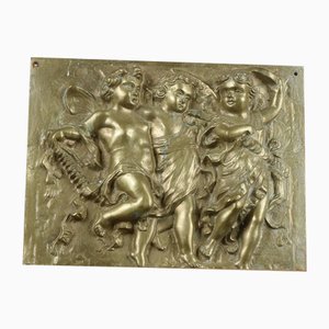 Brass Fusion Plaque with Cherubs and Dancing Musicians