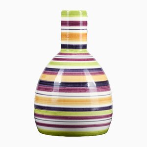 Mehrfarbige Flaschenvase aus Keramik mit Streifen und konzentrischen Kreisen, 1990er