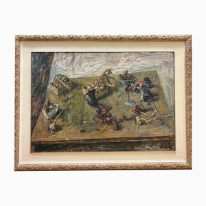 Enzo Faraoni, Large Still Life, Oil on Masonite, 1970s, Framed