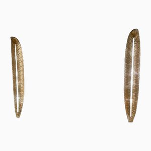 Mid-Century Gold Murano Glass Wall Lights in the style of Barovier, Set of 2