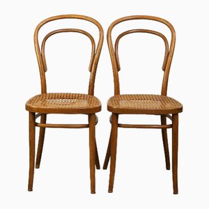 Set of Vintage Bistro Chairs with Woven Seats from Thonet