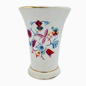 Weiße Vase mit Art Deco Muster