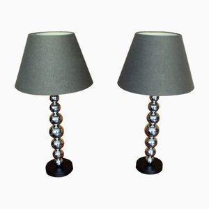 Table Lamps with Chrome Base, Set of 2