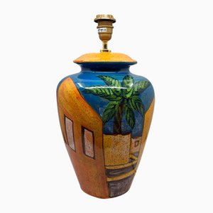 Large Table Lamp in French Ceramic by Hubert Olivier, 1990s
