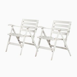 Weiße Klappstühle von Fratelli Reguitti, Italien, 1950er, 2er Set