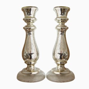 Große Kerzenständer aus Mercurisiertem Glas, 2 . Set