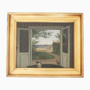 German Artist, View from the Beach House to the Sea, 1850, Oil on Canvas, Framed