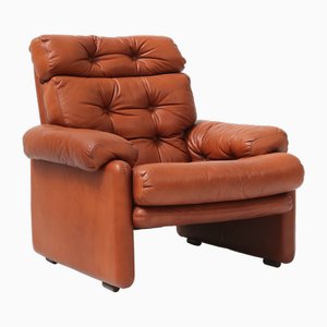 Fauteuil Coronado en Cuir Marron par Tobia Scarpa pour B&b Italia, Italie, 1960s