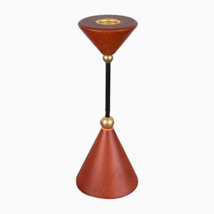 Postmoderner Kerzenhalter aus Metall und Holz, 1980er