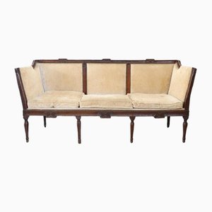 18th Century Walnut Sofa with Velvet Upholstery