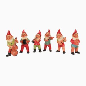 Garden Gnomes with Instruments by Hertwig & Endert, 1930s, Set of 6