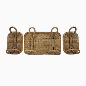 Vintage Italian Coat Hangers in Rattan and Bamboo, 1960s, Set of 3