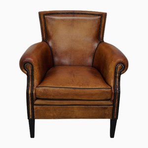 Club chair vintage in pelle color cognac, Olanda