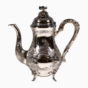 Art Nouveau Silver Coffee Pot with Rocaille Decoration, 1890s