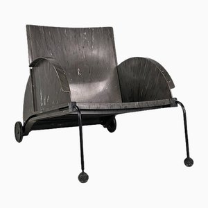 Italian Modern Black 4841 Armchair attributed to Anna Castelli Ferreri for Kartell, 1980s