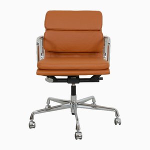 EA-217 Office Chair in Cognac Bizon Leather by Charles Eames, 2000s