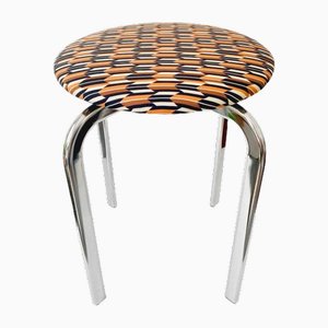 Drehbarer Mid-Century Hocker aus Chrom, 1970er