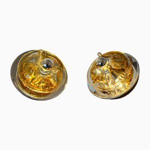 Lampade Culbuto Crater in vetro di Murano e metallo di Toni Zuccheri per VeArt, Italia, anni '70, set di 2