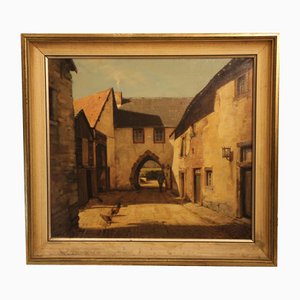 Wolfgang Grünberg, North Gate in Kronenburg, Mid-20th Century, Oil on Canvas, Framed