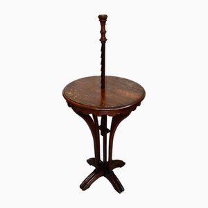 Antique Oak Adjustable Ratchet Candle Stand Table, 1820