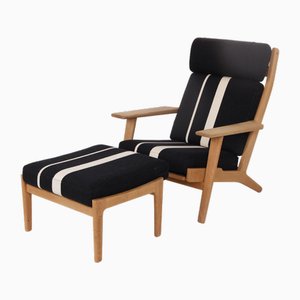 Set of Model Ge290a Armchair & Ge290s Footstool by Hans J. Wegner for Getama, 1960s