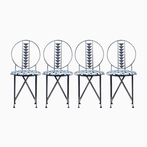 Midway Chair in Hermès Upholstery by Frank Lloyd Wright for Cassina, Italy, 1980s, Set of 4