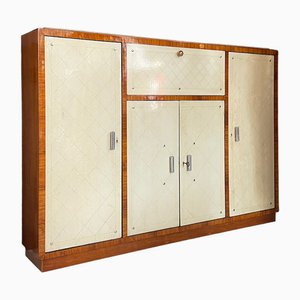 Vintage Barschrank aus Pergament & Blondem Mahagoni, 1970er