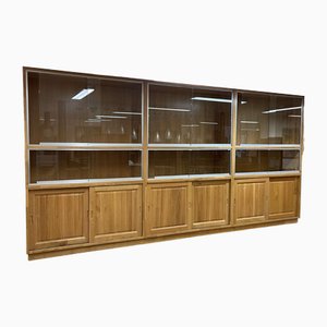 Large Oak Display Cabinet with Sliding Doors, 1990s