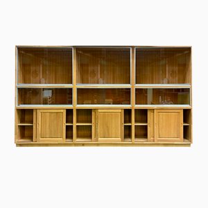 Large Oak Display Cabinet with Sliding Doors, 1990s