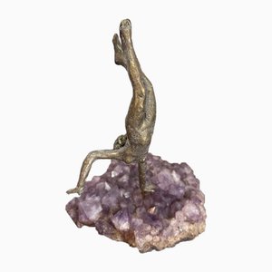 Simone Di Gesaro, Akrobatischer Sprung, Bronze auf Amethyst Sockel, 1970er