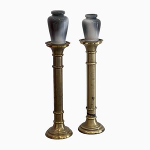 Brass Column Vases, 1970s, Set of 2