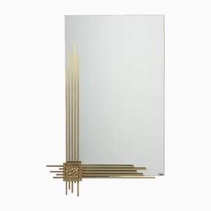 Rechteckiger Wandspiegel mit goldenem Messingrahmen von Angelo Brotto für Esperia, Italien, 1970