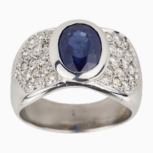 18 Karat Goldring mit Saphir und Diamanten., 2000er